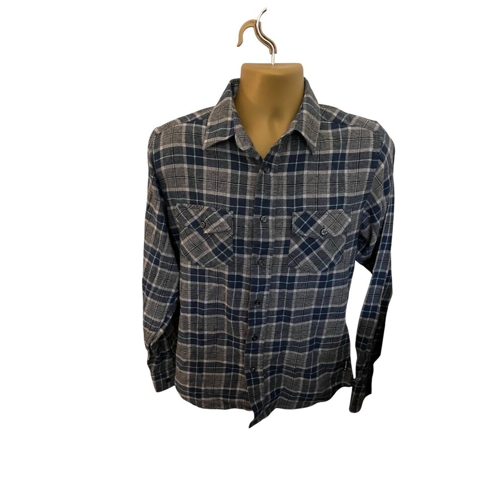 Airwalk Plaid Button Up Flannel Shirt Cotton Grunge Gray Blue M